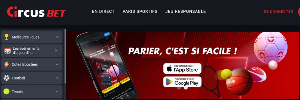 page d'accueil du nouveau site de paris sportifs français CircusBet